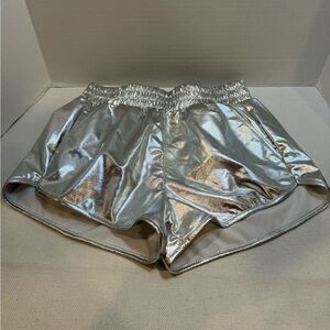 NWT PESION Women's Metallic Shiny Shorts Sparkly Rave Hot Short Pants Small
